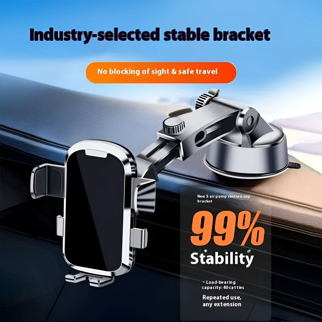 Retractable suction cup car phone holder with telescopic arm for dashboard windscreen hands-free use