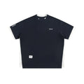 Retro alphabet embroidered loose waffle t-shirt in navy blue, white flower gray, or yellow colours