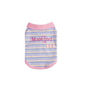 Pink purple vest for a small dog, showing the autumn pet clothing on a mannequin or model.
