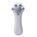 Blue cartoon design dual-purpose cat grooming brush and dental toy with catnip on a white background.