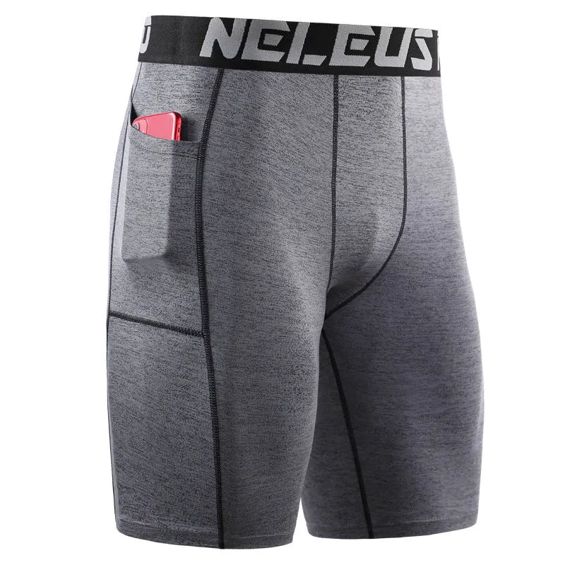 Men's black quick-dry stretch sports shorts for summer running and fitness activities