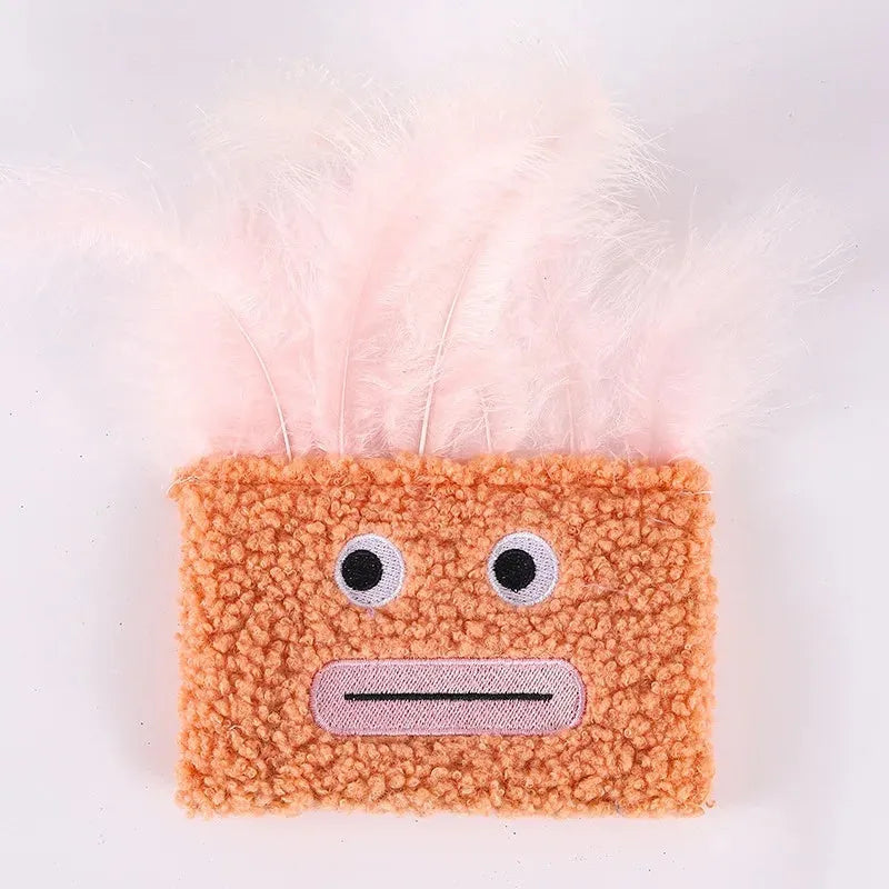 Colourful big mouth explosion head shaped plush cat toy with catnip.