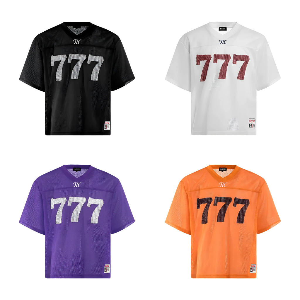 Loose retro-style T-shirt in black, shown on a hanger.