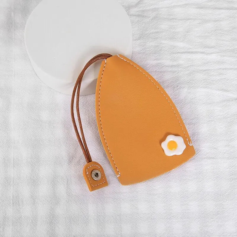 Cartoon design pull-out car key case in PU leather with removable decorative cover