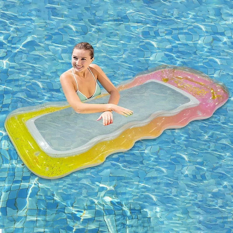 PVC inflatable floating row pool float in a choice of colours and designs including watermelon and flamingo.