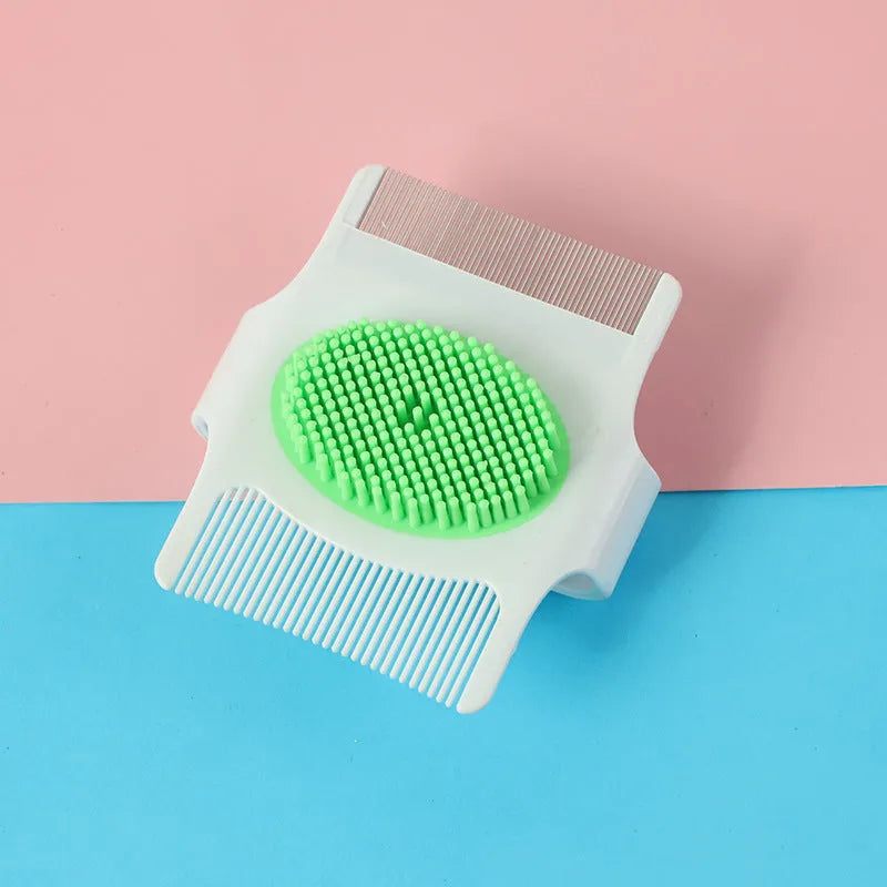 Multifunctional pet comb with floating hair removal, massage and flea removal functions in blue colour