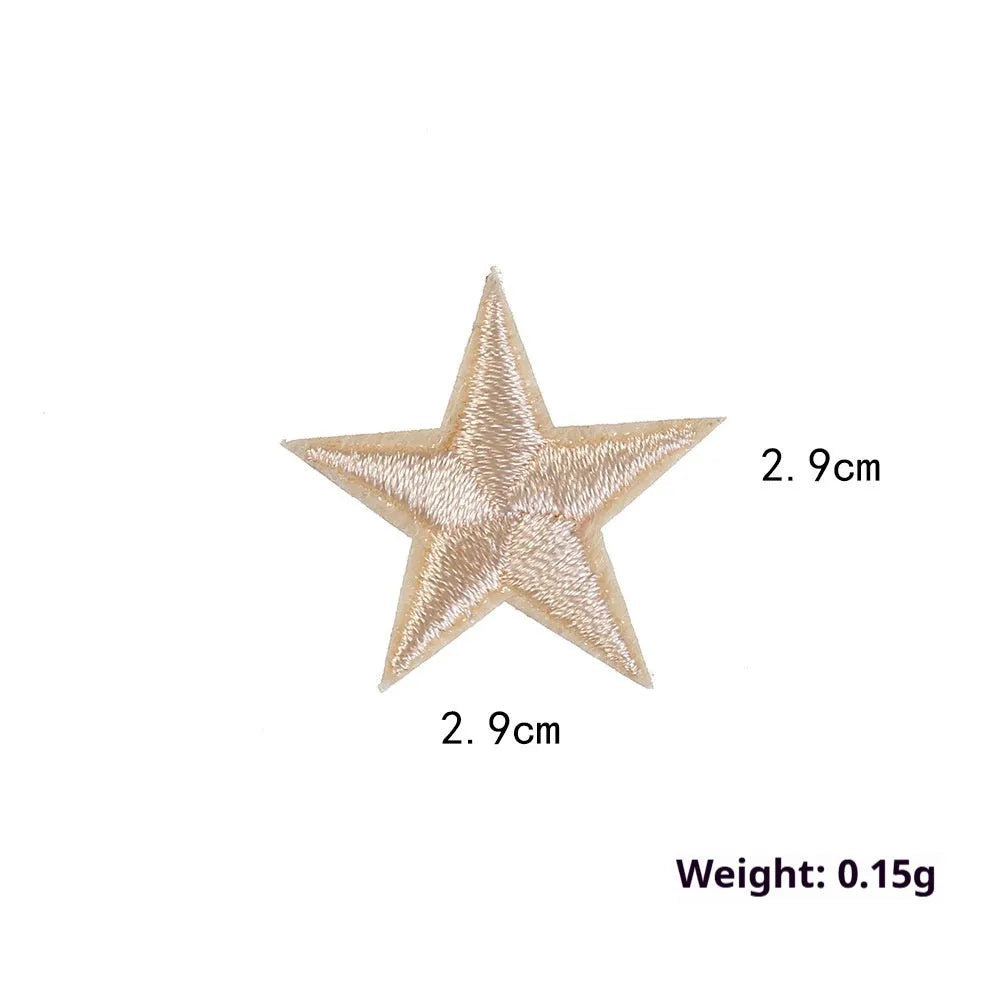 Five-pointed star embroidery label cloth stickers in assorted colours for clothing decoration