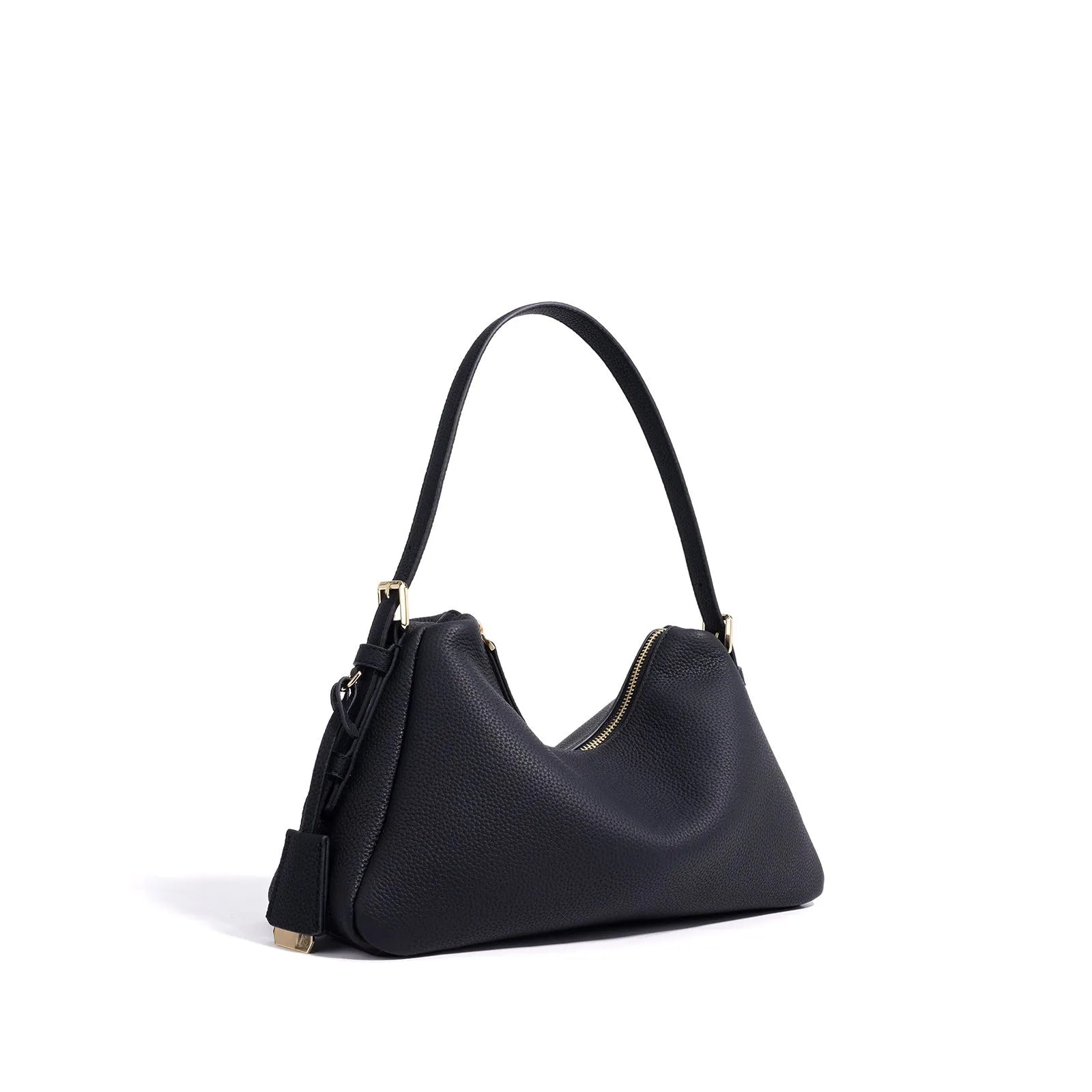 First layer cowhide leather pillow shape handbag in elephant gray with shoulder strap and open outer pocket