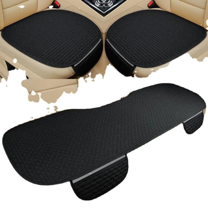 Linen car cushion with plaid pattern in classic black and red, coffee colour, or cream colour options