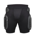 A pair of black cycling hip pad protective pants for sports, showing the integrated hip protection area.