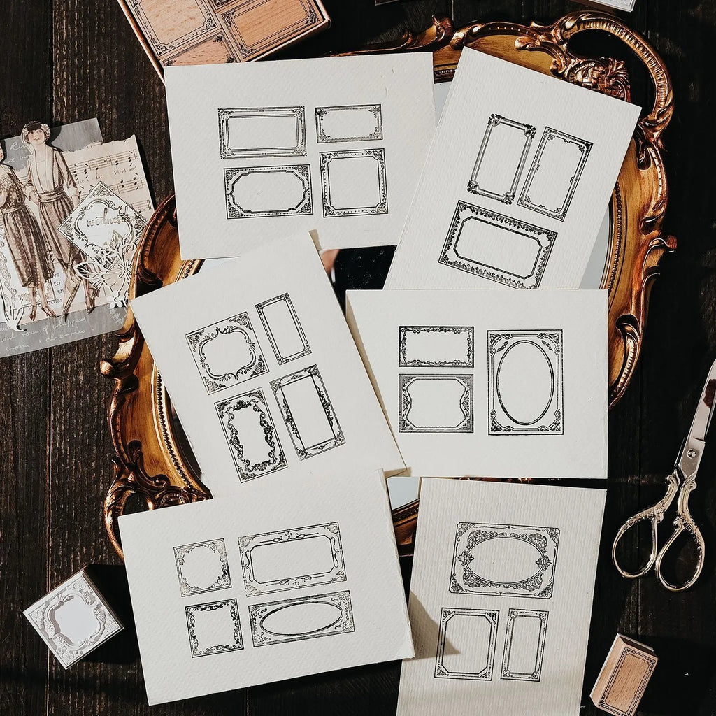 Candy Posts Seal Baroque Fantasia wooden square seal with printed artwork for notebook decoration