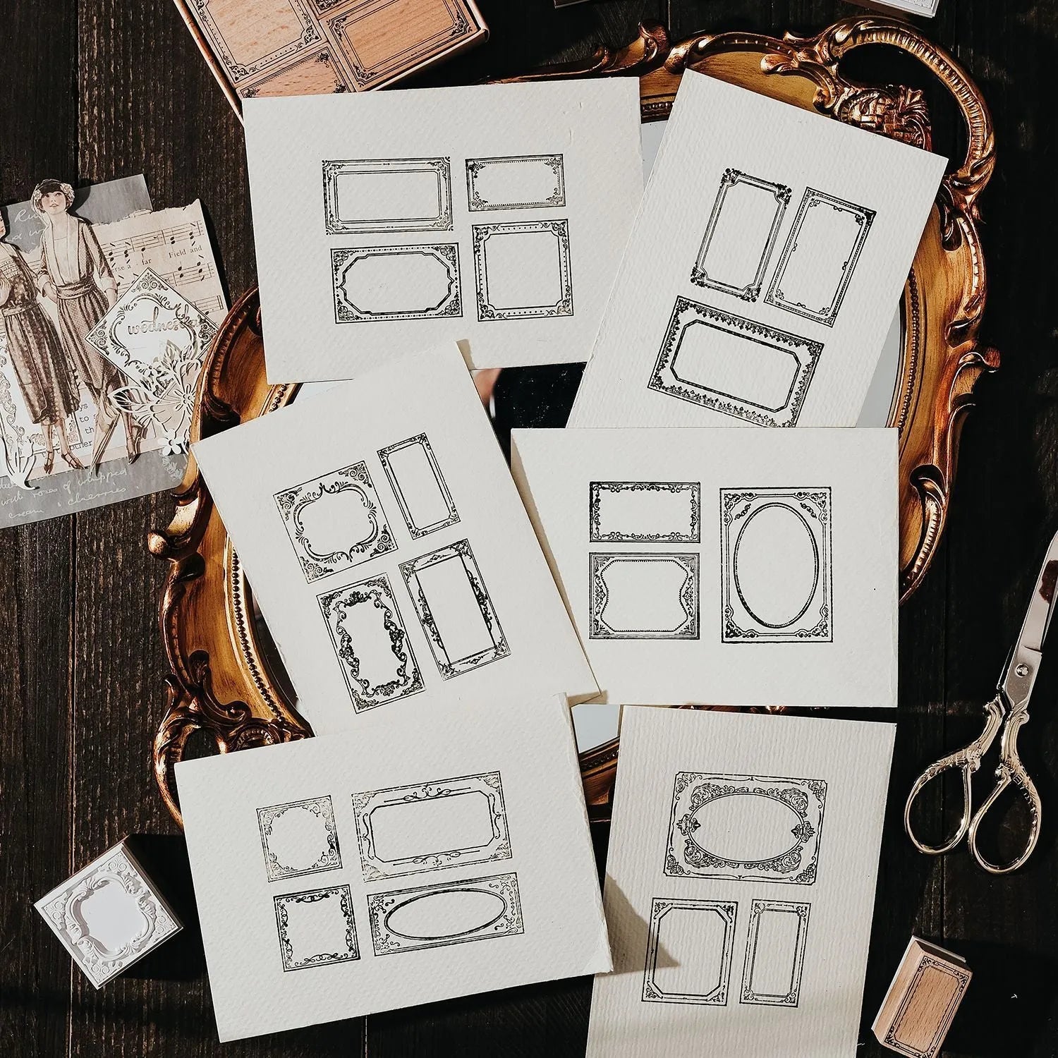 Candy Posts Seal Baroque Fantasia wooden square seal with printed artwork for notebook decoration