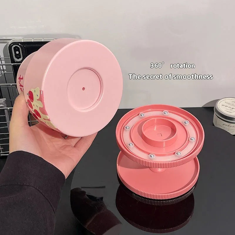 Japanese-style rotating cosmetic brush storage barrel in beige colour with 18-litre capacity