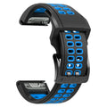 Quick release two-colour silicone watch strap shown in a sporty style with pin buckle