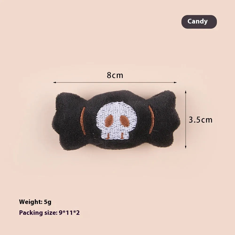 Small plush cat teaser wand toy with candy pattern design for interactive feline play