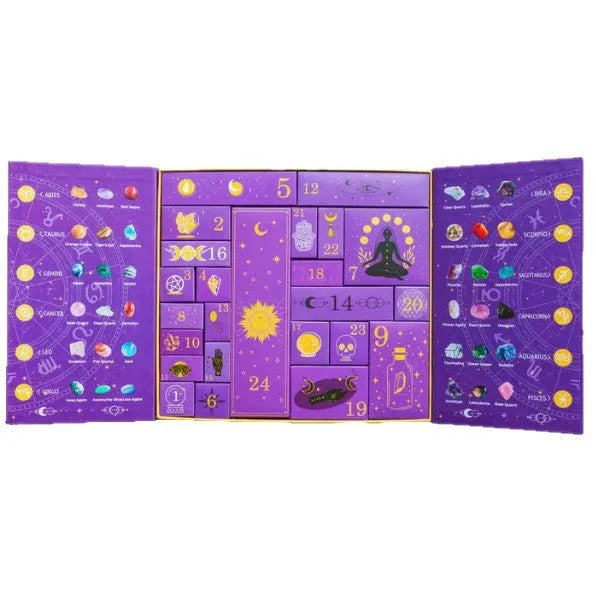 Halloween countdown gift box with crystal decoration, cardboard construction.