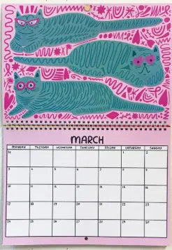Cat-themed 2024 and 2025 wall calendar planner with monthly pages for home or office