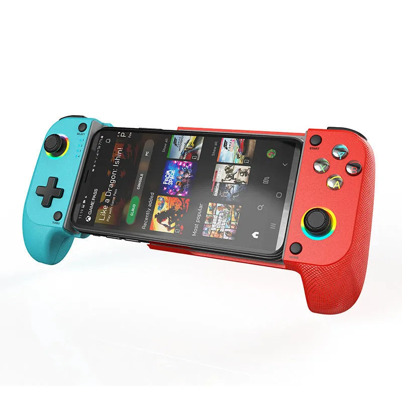Bluetooth wireless game controller with stretchable grips for mobile phones