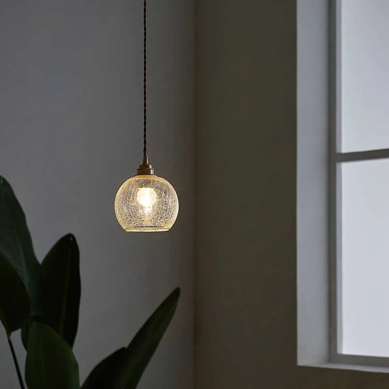 Copper and glass ball chandelier ceiling light with retro design
