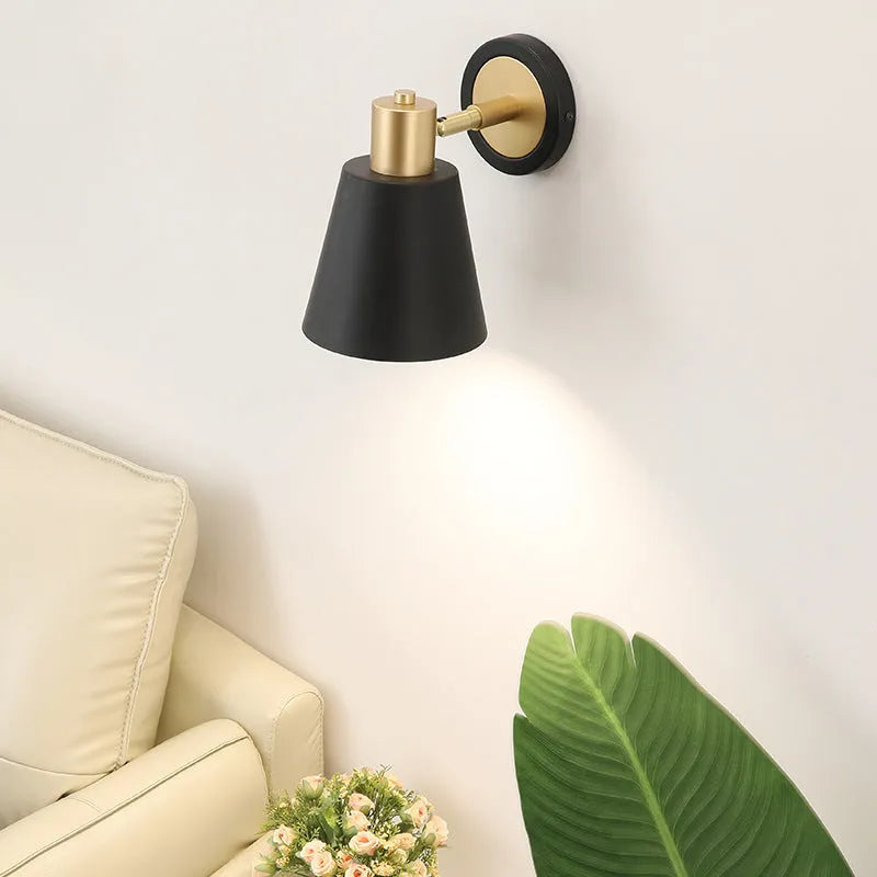 Nordic style iron wall lamp with adjustable lighting options for bedroom or living room