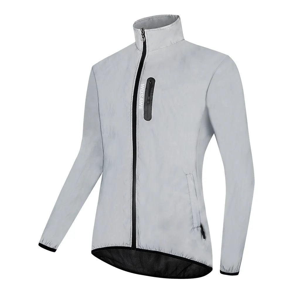 Silver waterproof windproof polyester long sleeved top coat with Asian and European size options