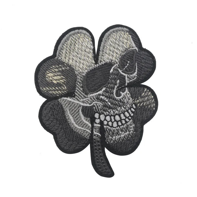 Embroidered fabric badge with Velcro backing showing detailed embroidery on nylon polyester material