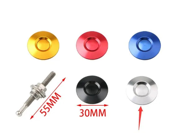 30mm aluminium engine cover lock in silver, black, gold, blue or red colours with screw and nut