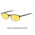 Retro small frame night vision anti-blue ray plain glasses with bright black frame on a white background