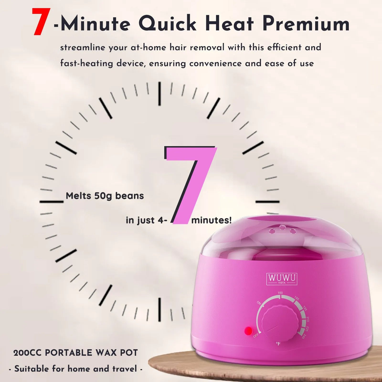 27 piece hair removal wax kit with electric warmer, four coloured wax beads, and applicator sticks