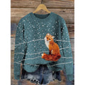 Women's digital printed floral pattern round neck sweater in polyester fabric
