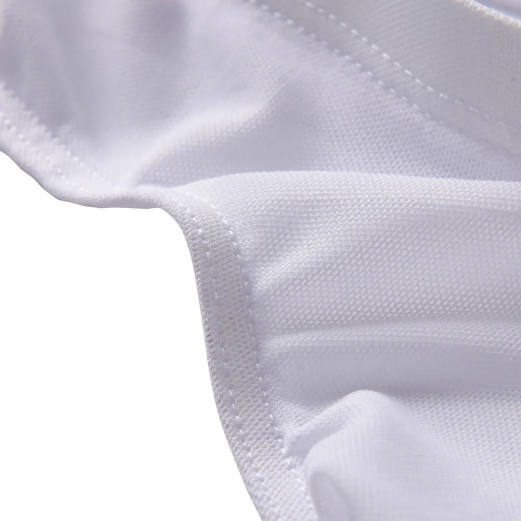 Men's black ice silk triangle mid waist shorts showing low waist design and knitted construction
