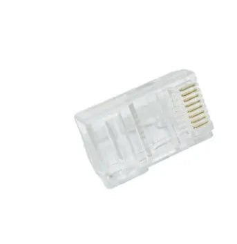 White RJ45 network crystal head modular plug with gold-plated three-fork contacts