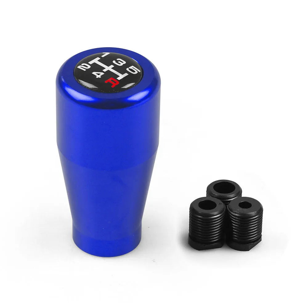 Aluminium alloy universal gear head shift knob in five colours with three adapters for manual cars