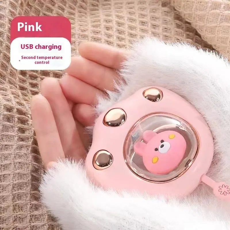 USB hand warmer with digital display in charming blue, portable mini heating pad