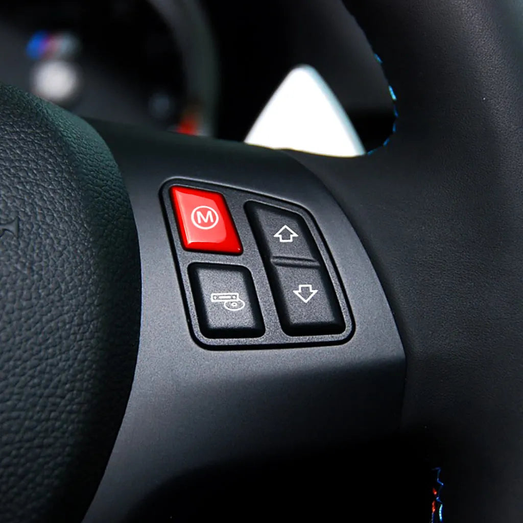BMW steering wheel M1 M2 button accessories in red and blue colours for F30 F34 models
