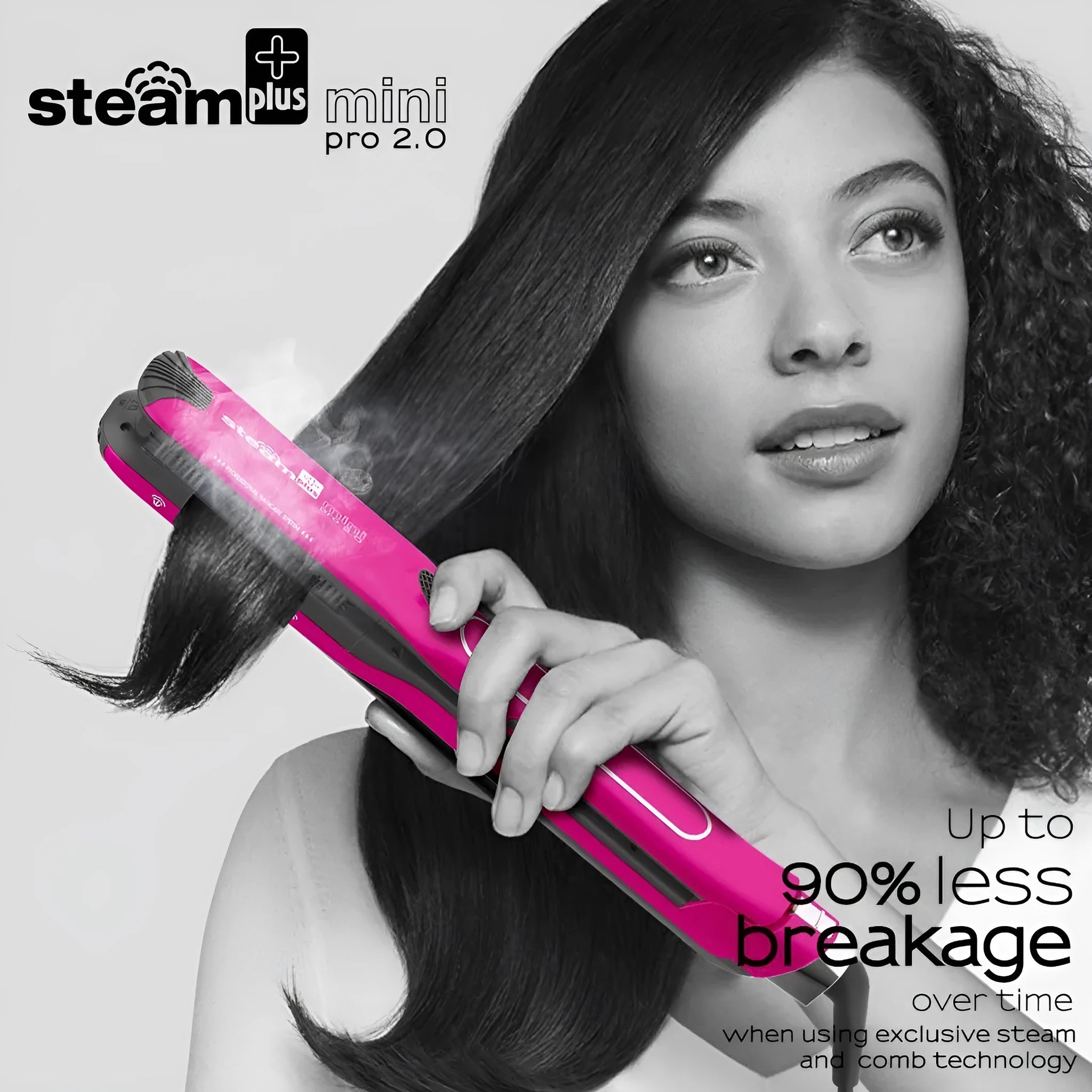 Mini steam hair straightener in champagne colour with 200W power for curling and straightening