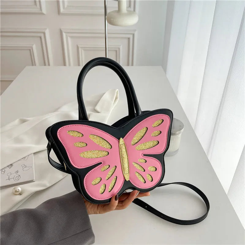 Small square crossbody shoulder bag in PU leather with contrast colour trim