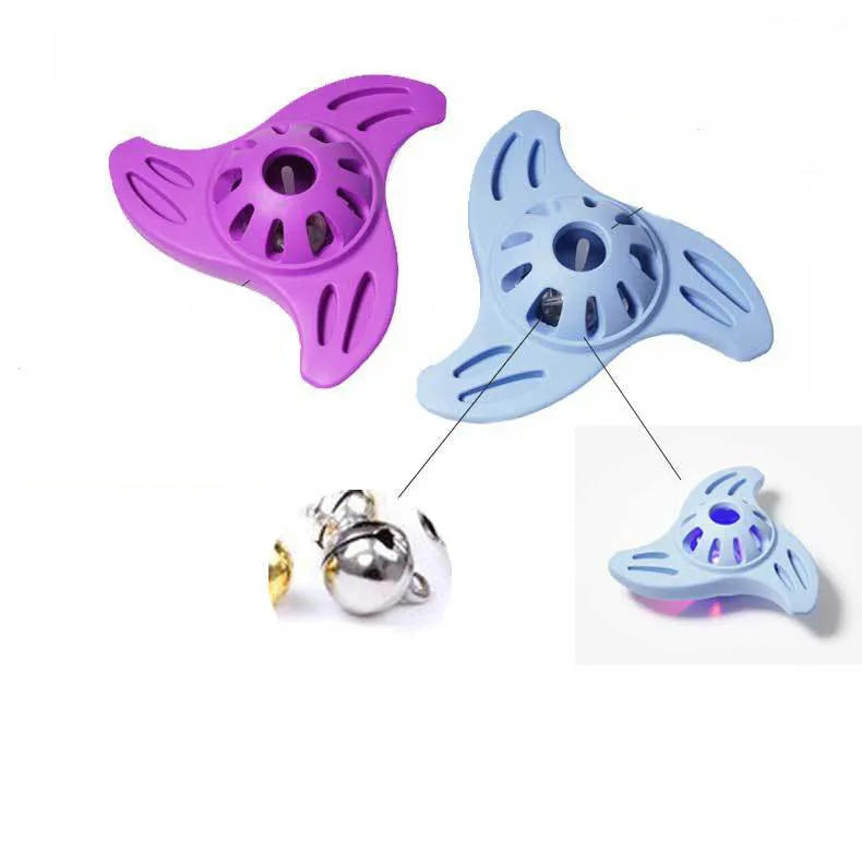 Blue boomerang-shaped dog toy with raised molar-style edges for medium and large breed chewing play