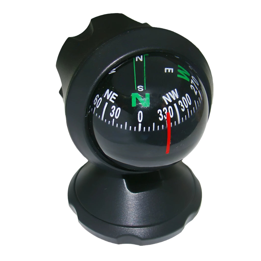 Black ABS car compass with Chinese traditional style ball design on a dashboard