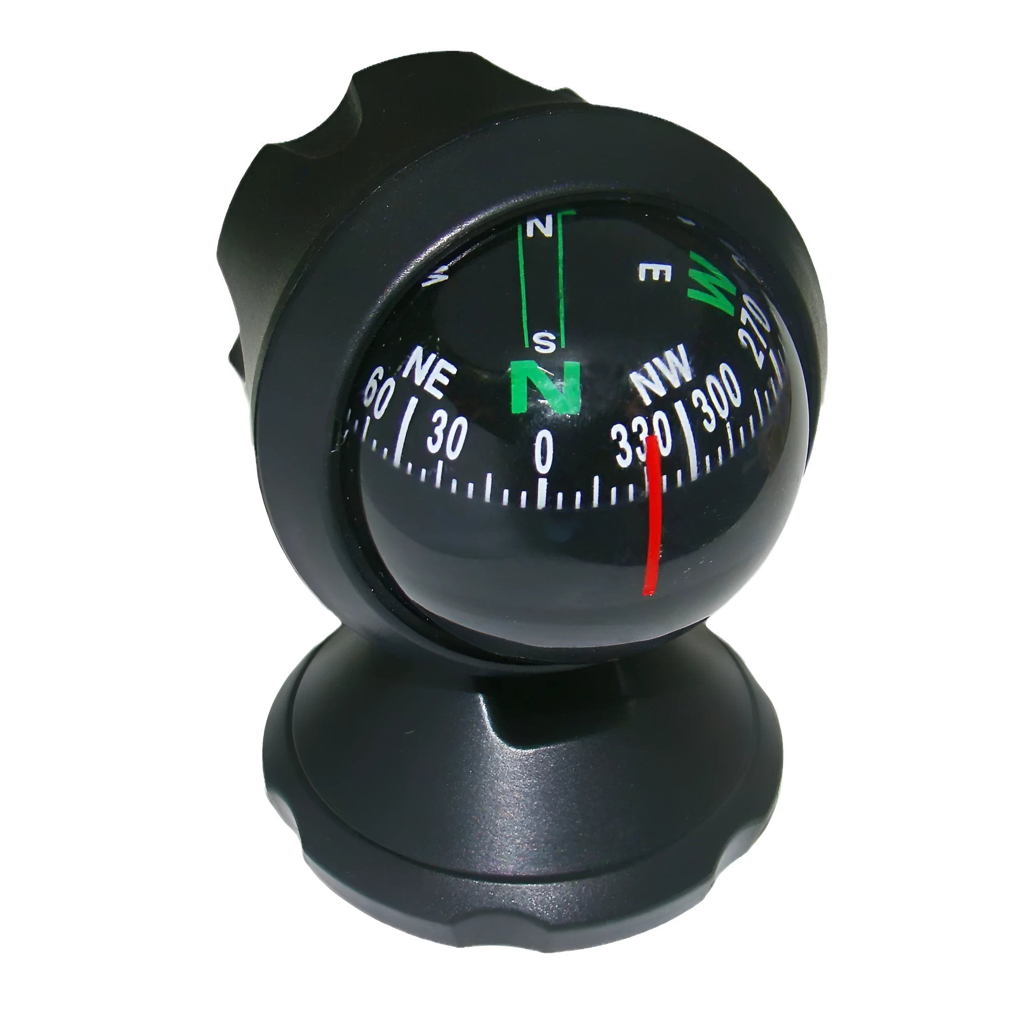 Black ABS car compass with Chinese traditional style ball design on a dashboard