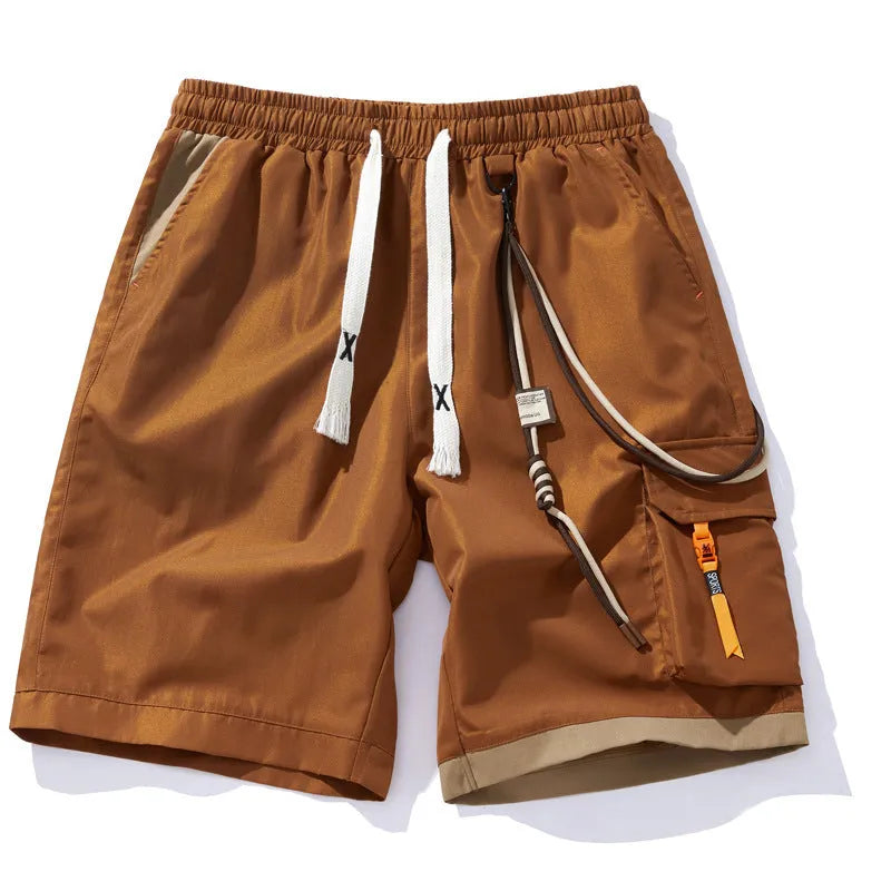 Men's plus size loose-fit sport shorts in bamboo fibre, shown in coffee colour.