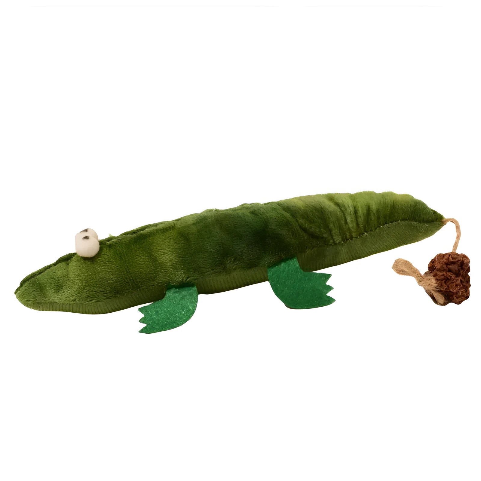 Green plush alligator cat toy measuring 50 cm with catnip and peppermint scent