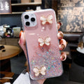 Butterfly glitter starry sky TPU phone case for iPhone with drop protection in transparent blue