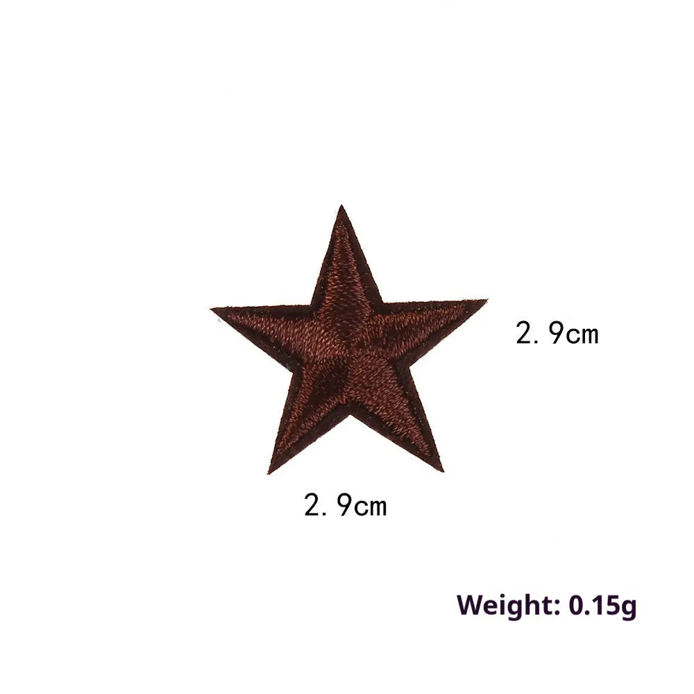 Five-pointed star embroidery label cloth stickers in assorted colours for clothing decoration