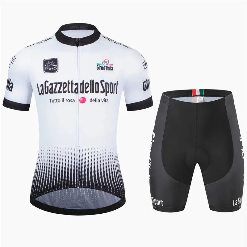 Road cycling short sleeve jersey suit in quick-dry polyester fabric