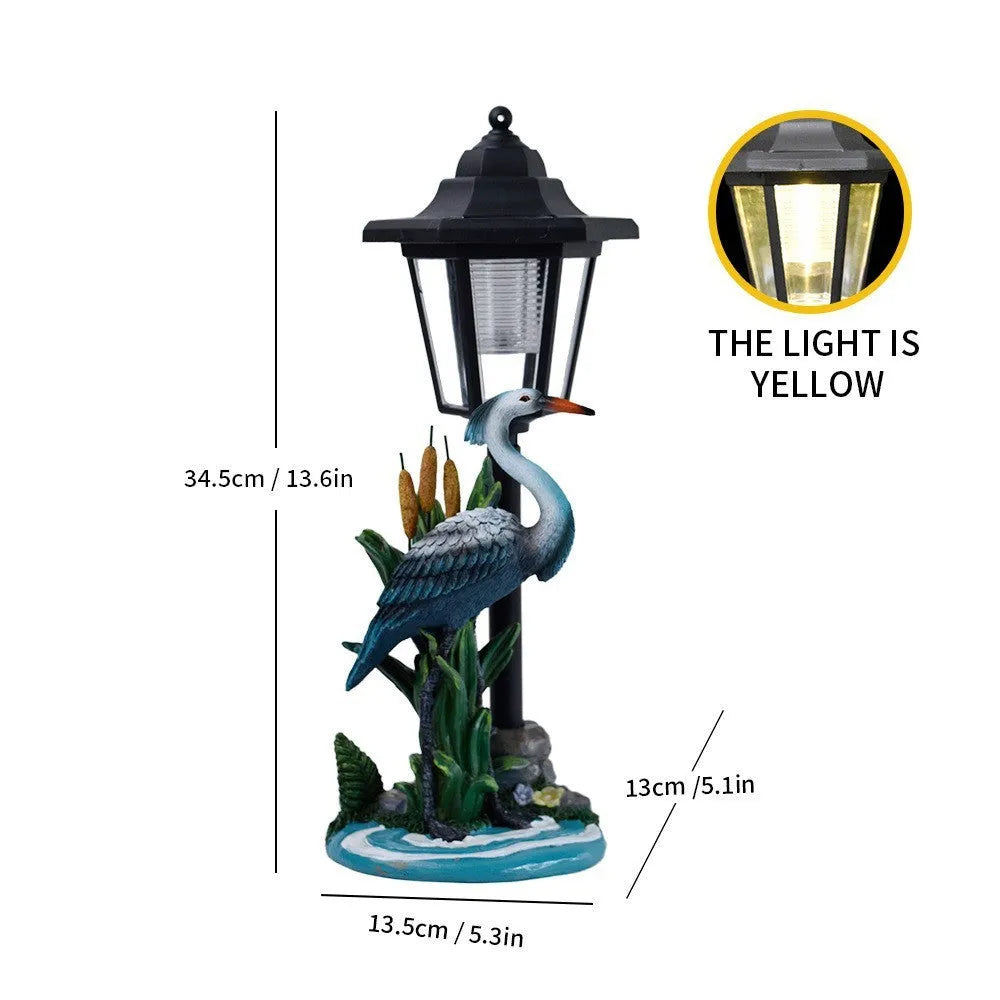 Hexagonal solar garden lamp with resin craft design in American country style