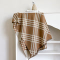 Imitation cashmere scarf in brown colour with tassels, measuring 185cm by 65cm