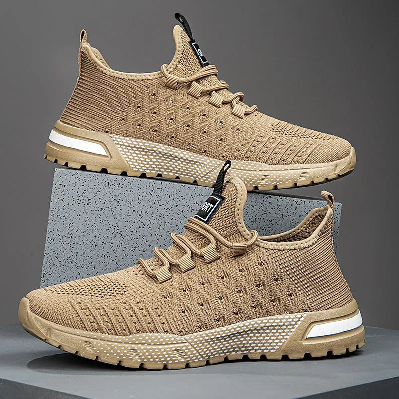 Men's casual mesh shoes in six colour options showing Army Green, Black, and Light Gray examples