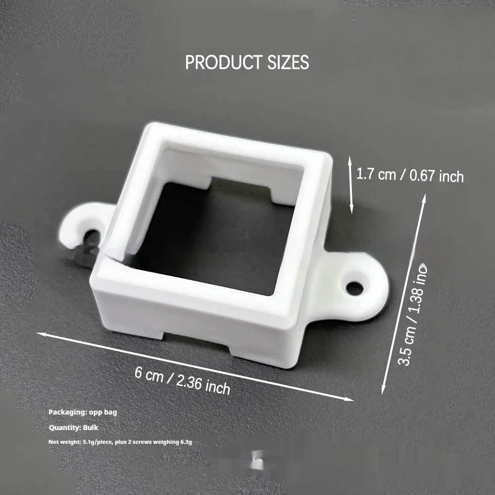White plastic LED light bracket lampshade measuring 1.7cm by 6cm