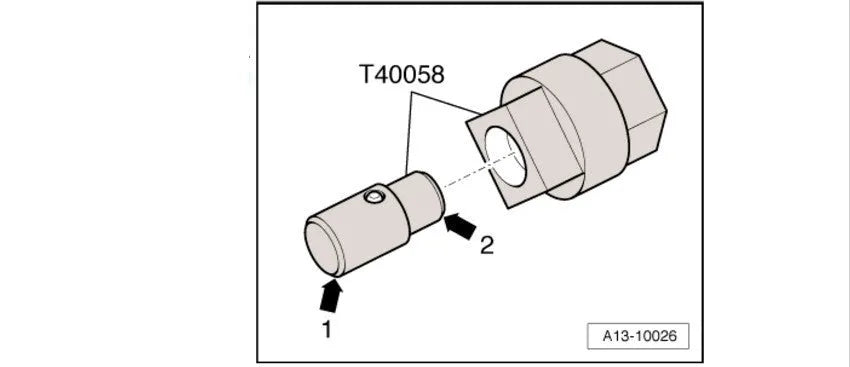 Aodi T40058 crankshaft rotating sleeve timing tool adapter with directional arrow markings
